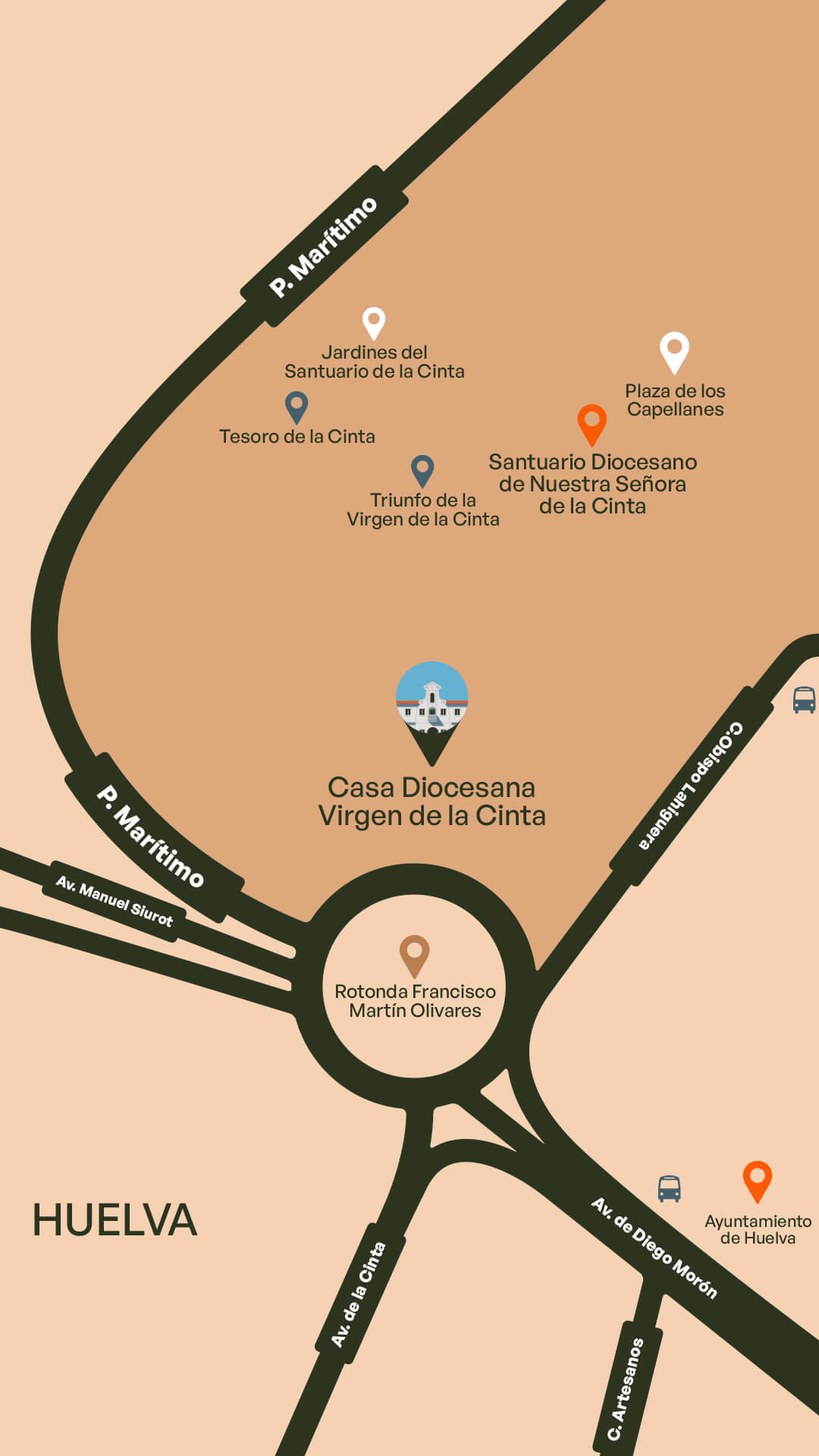 Location map of the Virgen de la Cinta house